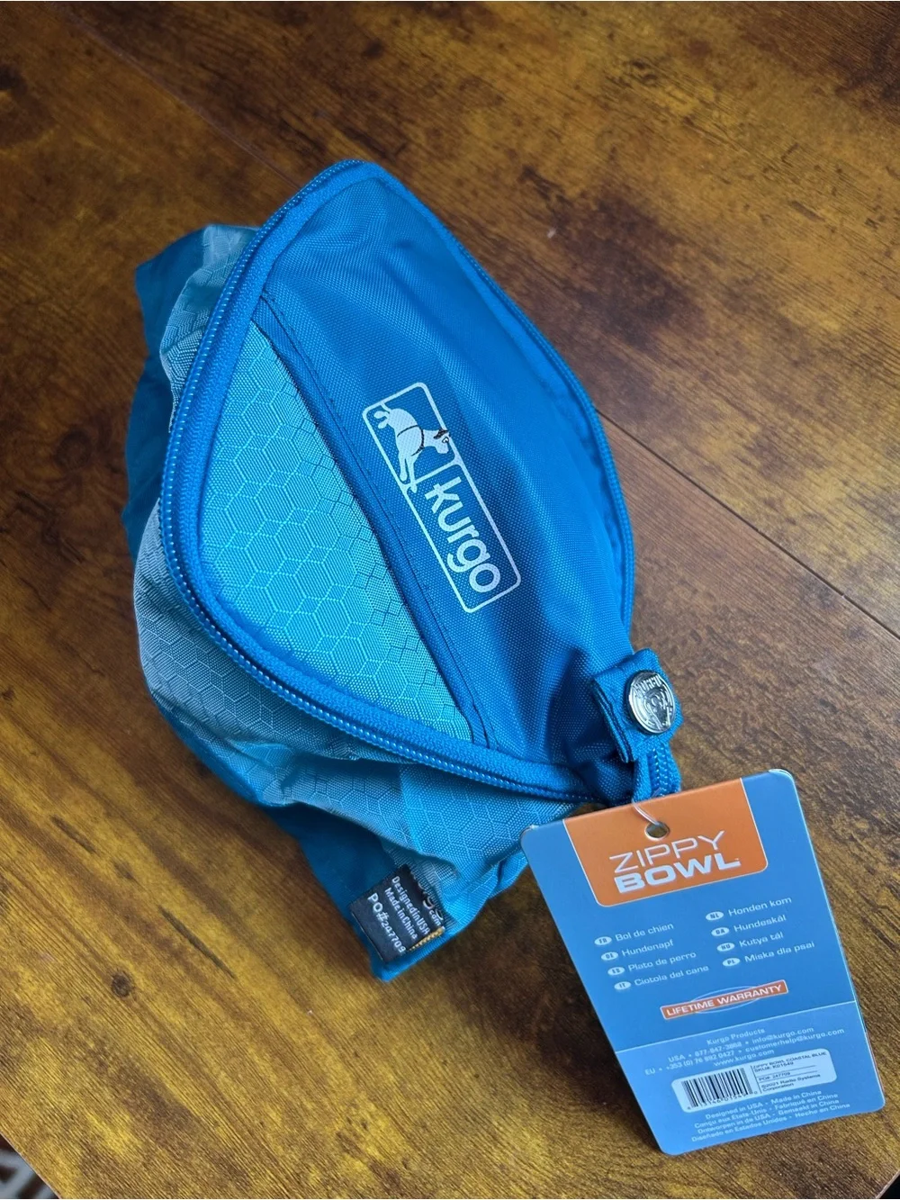 Kurgo Blue Zippy Bowl Travel Pouch with Carabiner